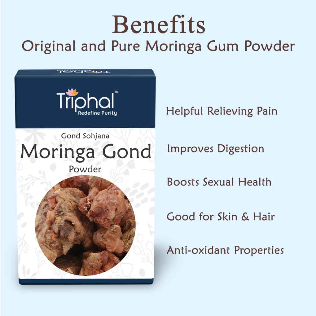 Triphal Moringa Gum Powder - Gond Sohjana Churn - Phool Supari